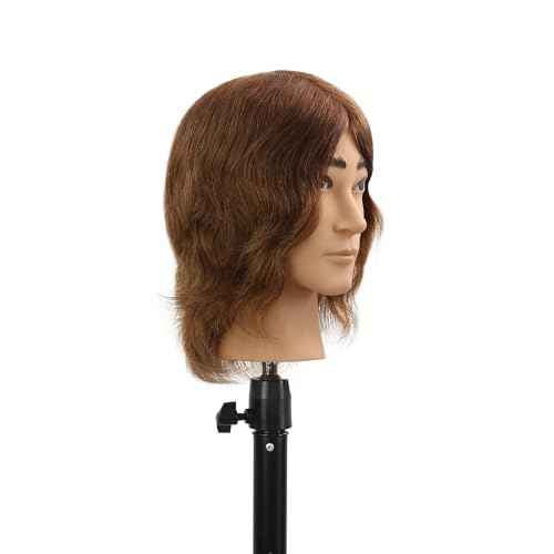 Stancia Barber Mannequin Head Male, Mannequin Head Human Hair for Practicing Haircut, Cosmetology Mannequin Head with 100% Human Hair