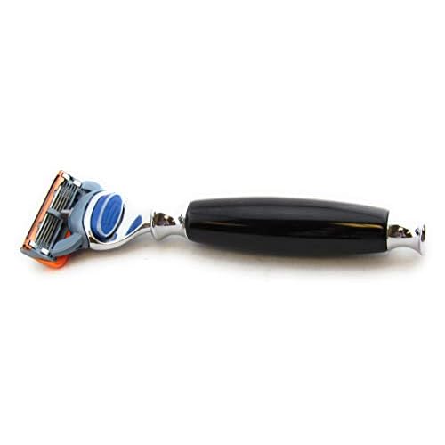 G.B.S Men's Grooming Kit - 5 Blade Razor, Black Ceramic Mug, All-Natural Glycerin Soap, Shaving Brush, Stand Ultimate Birthday Gift