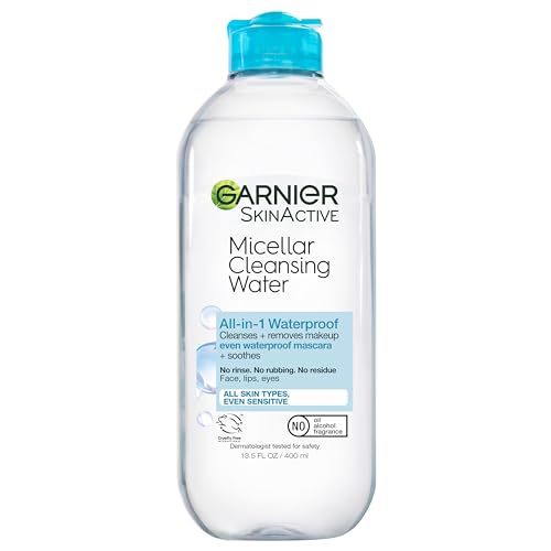 Garnier SkinActive Micellar Water for Waterproof Makeup 13.5 Fl Oz - Gentle Facial Cleanser & Makeup Remover - Pack of 1