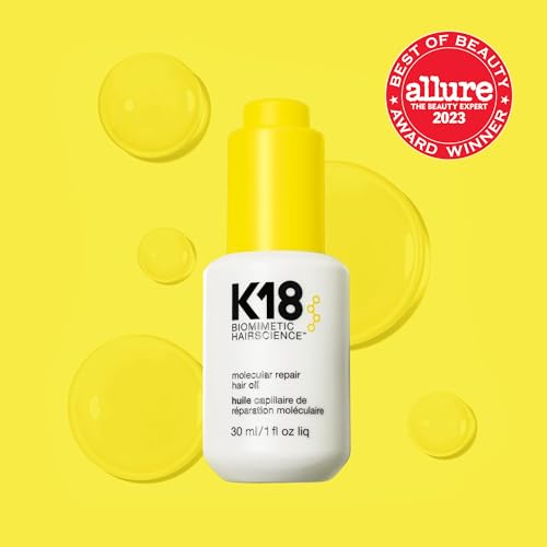 K18 Molecular Repair Hair Oil - Weightless Oil Strengthens, Repairs Damage, Reduces Frizz, Improves Shine For All Hair Types - 30 ml