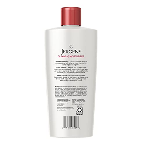 Jergens Extra Moisturizing Hand Soap, Liquid Hand Soap Refill Cherry Almond Scent, Hand Wash For Dry Hands, 15 Ounces