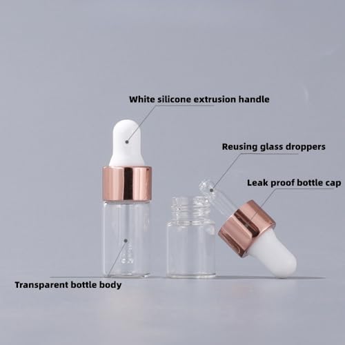 8 pcs Travel Dropper Bottles Set - 2ml Glass Essential Oil Bottles