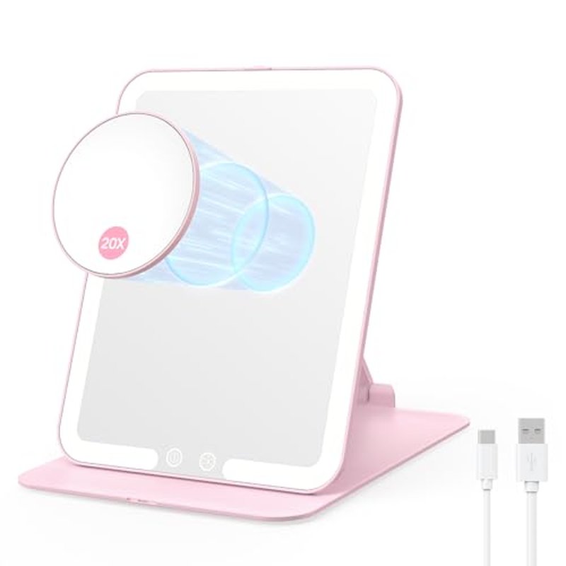 Benbilry Rechargeable Travel Makeup Mirror with 20X Magnification