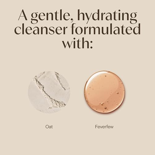 Aveeno Calm + Restore Nourishing Oat Cleanser, Daily Hydrating Facial Cleanser & Face Wash for Sensitive Skin, Non-Foaming, Hypoallergenic, Non-Comedogenic, Fragrance-Free, with Feverfew, 7.8 fl oz