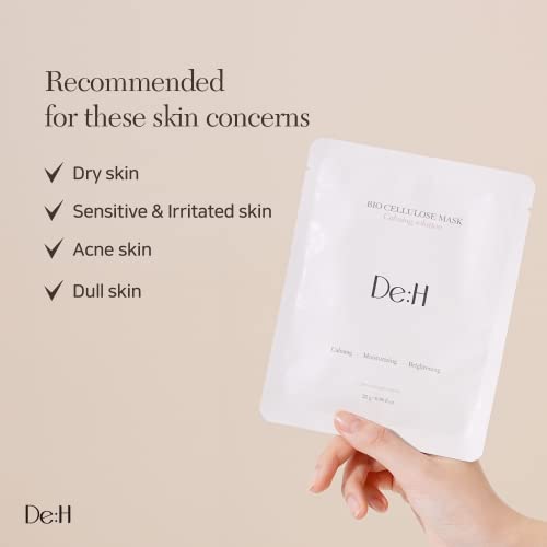 De:H Bio Cellulose Face Sheet Mask | Anti-Aging Korean Collagen Brightening & Hydrating Face Masks Skincare with Organic Coconut Gel Sheet | 5-Pack