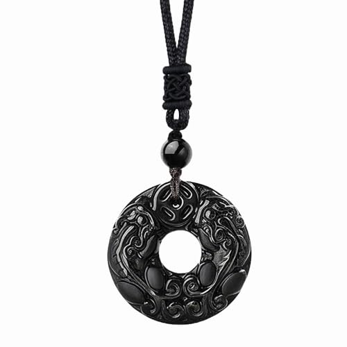 Black Obsidian Pendant Necklace for Men - Natural Healing Crystal
