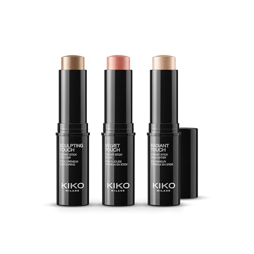 KIKO Milano Contouring Face Set 01| Make-Up Kit With 3 Sticks: Blush, Highlight And Face Contour