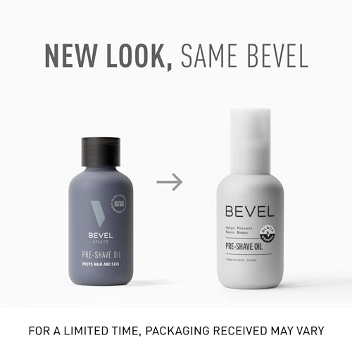 Bevel Pre Shave Oil for Men with Castor Oil,Olive-Oil and Tea Tree-Oil,Helps Soften Hair and Protect Skin from Irritation-and Razor Burn,2 Fl Oz,(Pack of 2)
