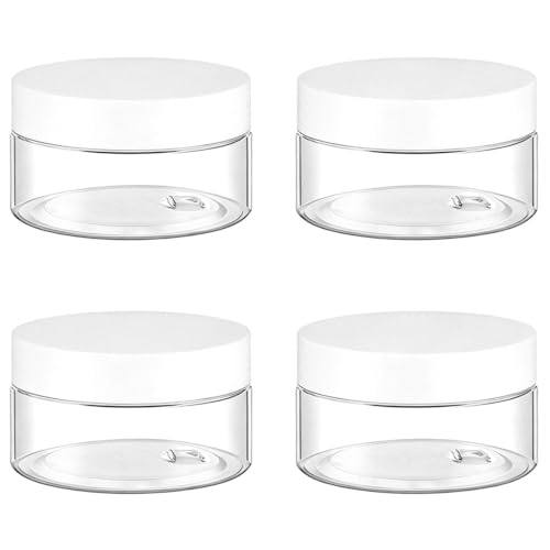 4 Pack 1 Oz Small Plastic Jars with White Lids - Refillable Cosmetic Containers