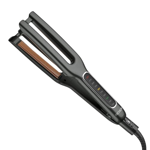 REVLON Double Straight Copper + Ceramic Dual Plate Straightener, Four 1/2 Inch plates, Black