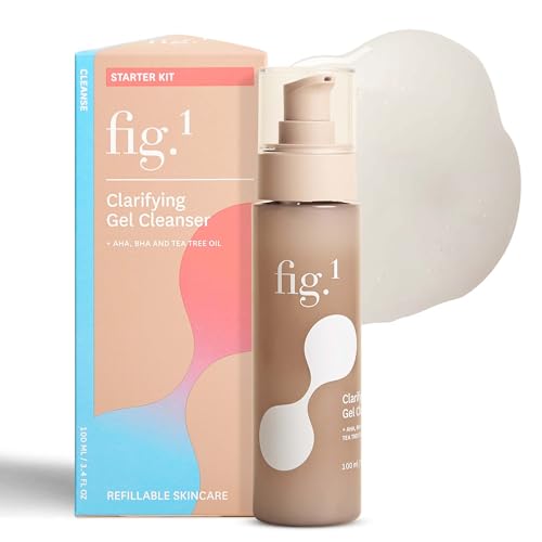 Fig.1 Clarifying Gel Cleanser | AHA BHA Tea Tree Oil Formula for Oily & Sensitive Skin Face wash | Deep Pore Cleansing, Dermatologist-Tested for Acne Prone, Vegan & Refillable Skincare Solution, 100ml