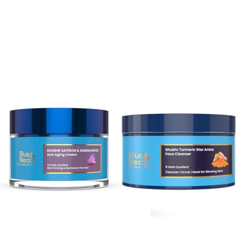 Blue Nectar Face Moisturizer & Turmeric Face Mask - Natural Ayurvedic Skincare Set for Radiant Skin