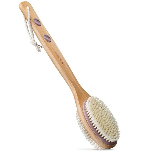 MainBasics Long Handle Back Scrubber Shower Brush - Dual Sided Lavender