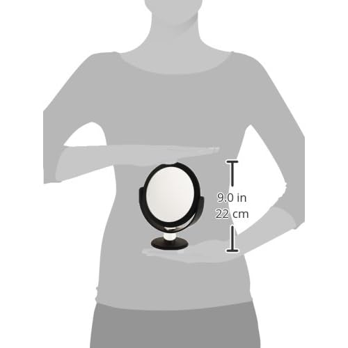 Danielle Creations Soft Touch Black Round Vanity Mirror, 10X Magnification