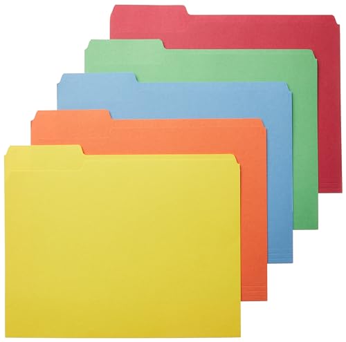 Amazon Basics AMZ401 File Folders - Letter Size (100 Pack) – Assorted Colors