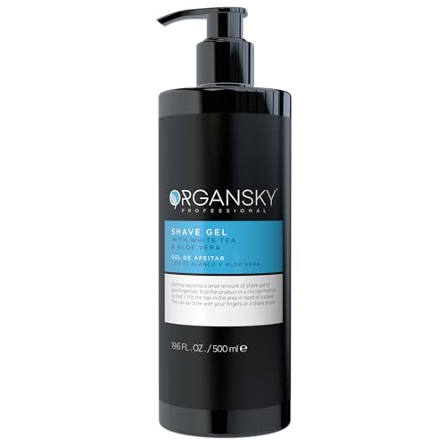 Organsky Professional Shaving Gel ? 19.6 fl oz | Transparent Non-Foaming Razor Glide Gel for Barbers & Men | Cooling Aloe Vera & White Tea Formula | Irritation-Free Precision Shave for Sensitive Skin