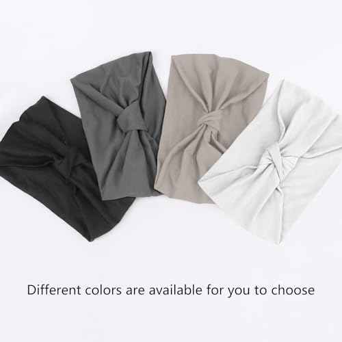 DRESHOW 4 Pack Turban Headbands for Women Wide Vintage Head Wraps Knotted Cute Hair Band Accessories