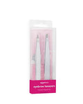 Precision Eyebrow Tweezers Set - Stainless Steel, 2 Pack
