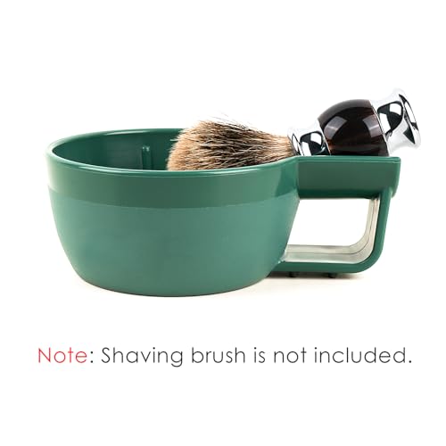 Linkidea Plastic Shaving Soap Bowl with Non-slip Handle, Wide Mouth, Large Capacity, Easier to Lather Ridges, Wet Razor Shave Cream Bowl for Men (Green)