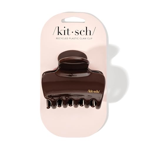 Kitsch Recycled Plastic Puffy Claw Clip - 3.15 Inch Hair Clip, Chocolate