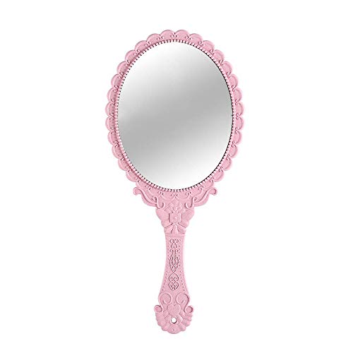 Handheld Mirror with Handle, 10in Vintage Compact Makeup Mirror