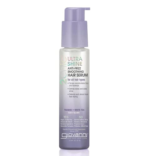 GIOVANNI 2chic Ultra-Shine Anti-Frizz Smoothing Hair Serum, 2.75 oz ? All Hair Types, Dual Taming Complex of Tsubaki Seed Oil & White Tea, Detangles, Smooths & Conditions, Tames Frizz & Flyaways