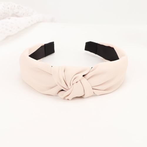 DRESHOW Knotted Headbands for Women - 4 Pack Solid & Patterned Wide Boho Hair Accessories, Non-Slip Fit for Girls & Women, Version 2 Solid + 2 Patterned