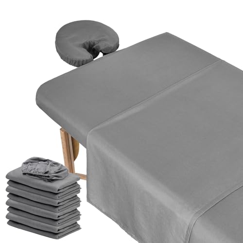 12 Pcs 4 Sets Premium Microfiber Massage Table Sheet Set, Include Massage Table Cover, Massage Fitted Sheet, Massage FacFBAUS-LXX2302821e Rest Cover for Beauty Salon Spa Hair Salon (Grey)