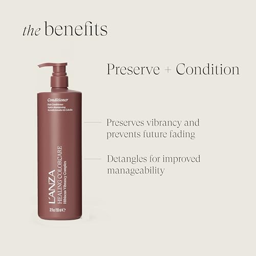 L'ANZA Healing Colorcare Conditioner, Daily Color-Safe Conditioner, Hydrates & Repairs Dry Damaged Hair, Detangles, Anti-Fade, Adds Shine. Anti-Humidity, Strengthening Care, Sulfate Free