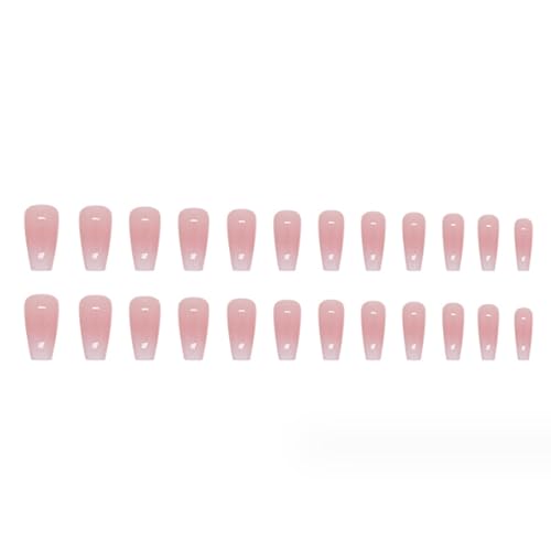Hkanlre Bling Coffin Press On Nails - Fake Full Cover Gradient Nails for Women & Girls, 24PCS