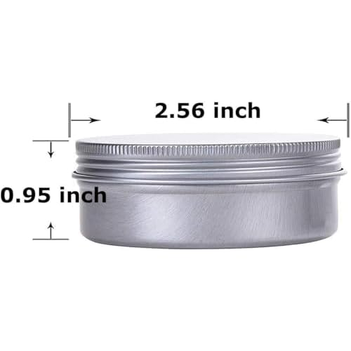 2 Ounce Aluminum Tin Jar Refillable Containers 60 ml Aluminum Screw Lid Round Tin Container Bottle for Cosmetic,Lip Balm, Cream, 60 Pack
