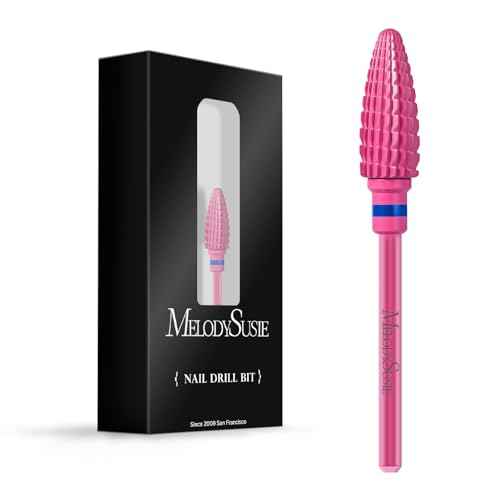 MelodySusie Large Cone Nail Drill Bits, 3/32'' Carbide Tungsten Multi-function Bits, Fast Remove Acrylic or Hard Gel for Manicure Pedicure Salon Professional or Beginner, Pink Blossom, Medium