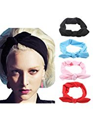 QUEXIAOMIN Headbands for Women, 4 PCS Wide Boho Headbands Elastic Bandana Non Slip Sweat Fashion Large Headwraps Hair Bands Headwear fit All Head Sizes for Workout, Sports, Running, Yoga