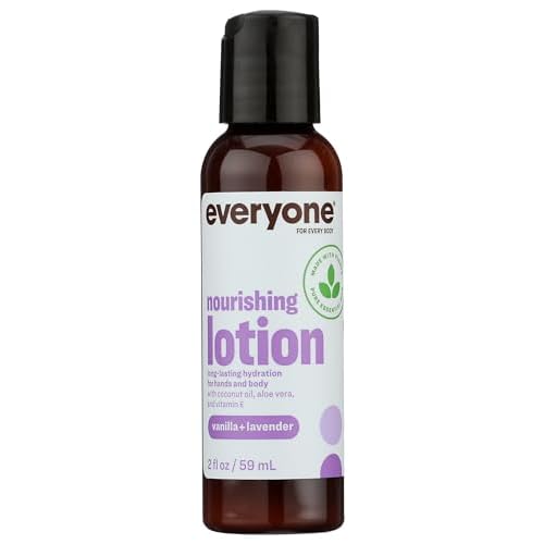 Everyone Nourishing Hand and Body Lotion, 32 Ounce (Pack of 2), Coconut and Lemon for Every Body Nourishing Lotion Travel Size: Vanilla and Lavender, 2 Ounce