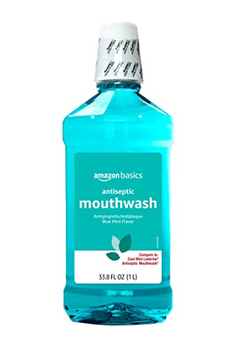 Amazon Basics Antiseptic Mouthwash - Blue Mint Oral Rinse, 1 Liter (33.8 oz)