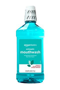 Amazon Basics Antiseptic Mouthwash - Blue Mint Oral Rinse, 1 Liter (33.8 oz)
