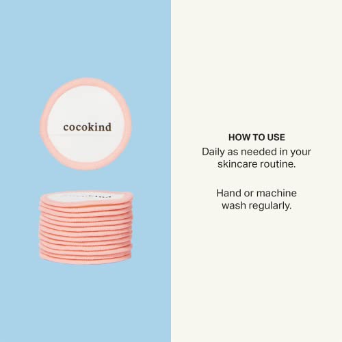 Cocokind Reusable Facial Rounds, Reusable Makeup Remover Pads, Made with Bamboo and Cotton, Washable Makeup Cotton Rounds with Bag, 14 Count