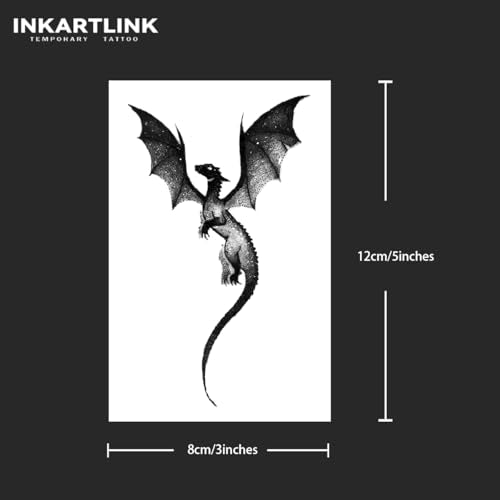 INKARTLINK Semi-Permanent Temporary Tattoos, 2 Sheets Dragon