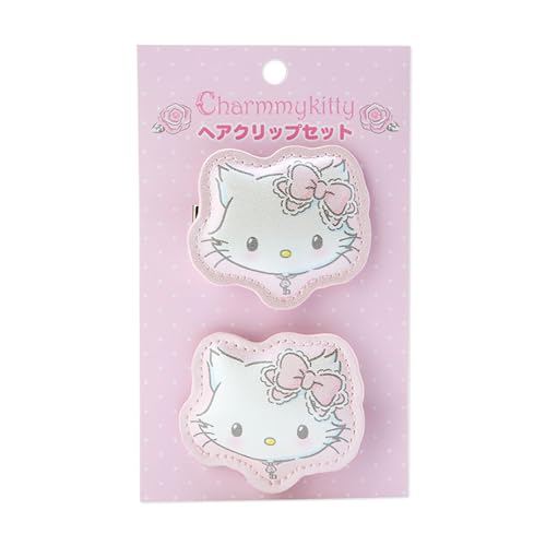 SANRIO Charmy Kitty Hair Clip Set (2 Pieces, Pink, Bow, Flower, Compact, Daily, Women's Accessory)