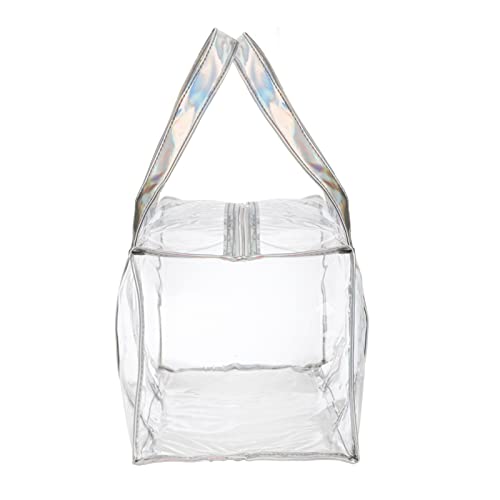 Lyellfe 2 Pack Clear Duffle Bag for Women, Heavy Duty Sports Tote Gym Bags, Large PVC Tote with Zipper, Plastic Makeup Toiletry for Gym, Travel, Beach and Picnic