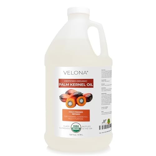 velona USDA Certified Organic Palm Kernel Oil - 1 Gallon / 128 Fl Oz | 100% Pure and Natural Carrier Oil | Refined, Cold Pressed | Face, Hair, Body & Skin Care | Use Today - Enjoy Results