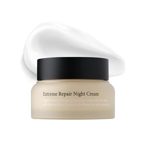 LU'PIUM Extreme Repair Night Cream ? Vegan Overnight Barrier Recovery & Firming Moisturizer with 5 Plant Phytomucin Complex, Triple Collagen & Ectoine, Inspired by Korean Skincare