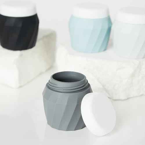 Travel Containers for Toiletries, Premium Silicone Cosmetic Cream Jars, TSA Approved Leak-Proof Refillable Travel Size Toiletries with Clear Bag for Cosmetic Face Body Cream (Gray, 1.7OZ)