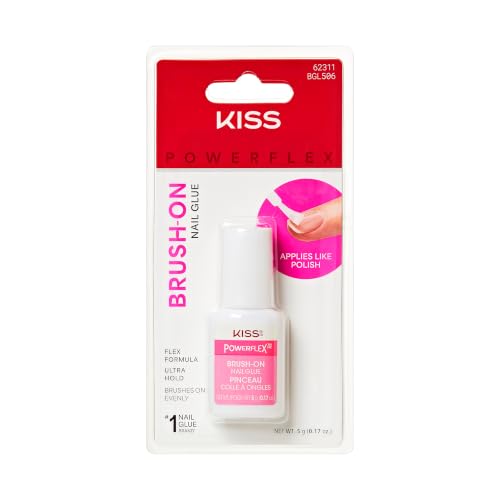 KISS PowerFlex Nail Glue - Clear, 0.17 oz Ultra Bond, Fast Drying, for Tips & Wraps - Variation of THIS listing