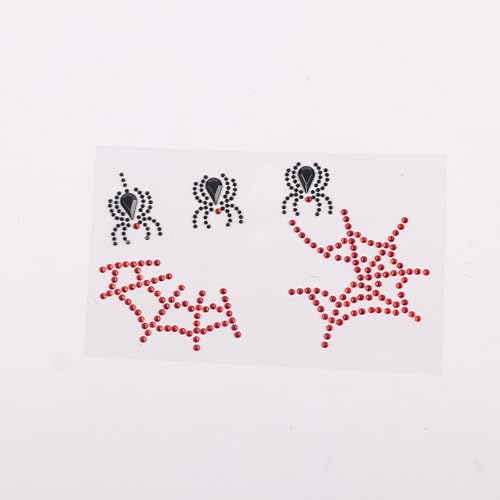 Halloween Spider Web Face Jewel Stickers - Red & Black Gem Stickers