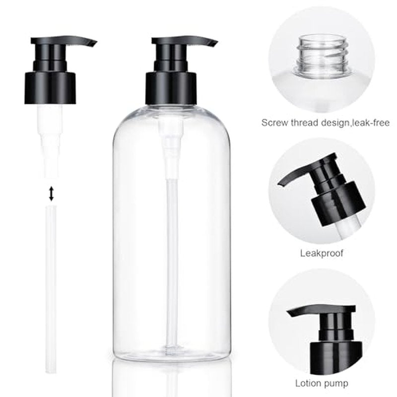 2 Pack 10oz Clear Plastic Pump Bottles with Dispensers