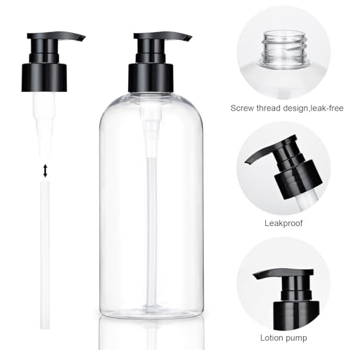2 Pack 10oz Clear Plastic Pump Bottles with Dispensers