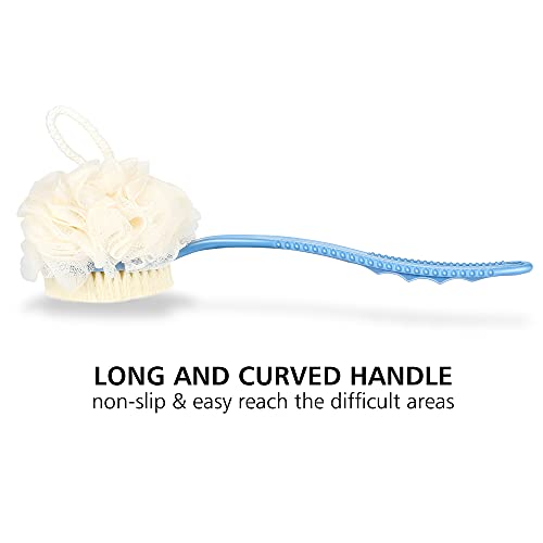Shower Back Scrubber Brush with Loofah & Long Handle