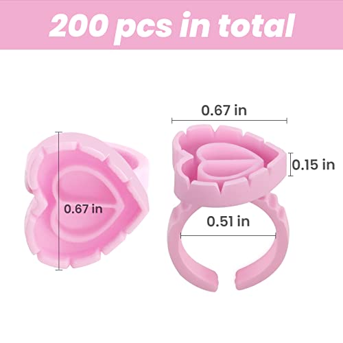 Eyelash Extension Glue Rings, 200pcs Heart Shaped Lash Cups