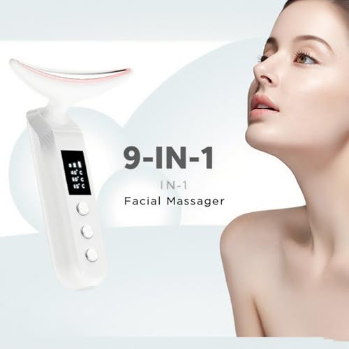 GlossaBella Facial & Neck Massager - Heating, Vibration & LED Lights